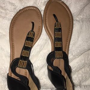 Brown sandals with beads